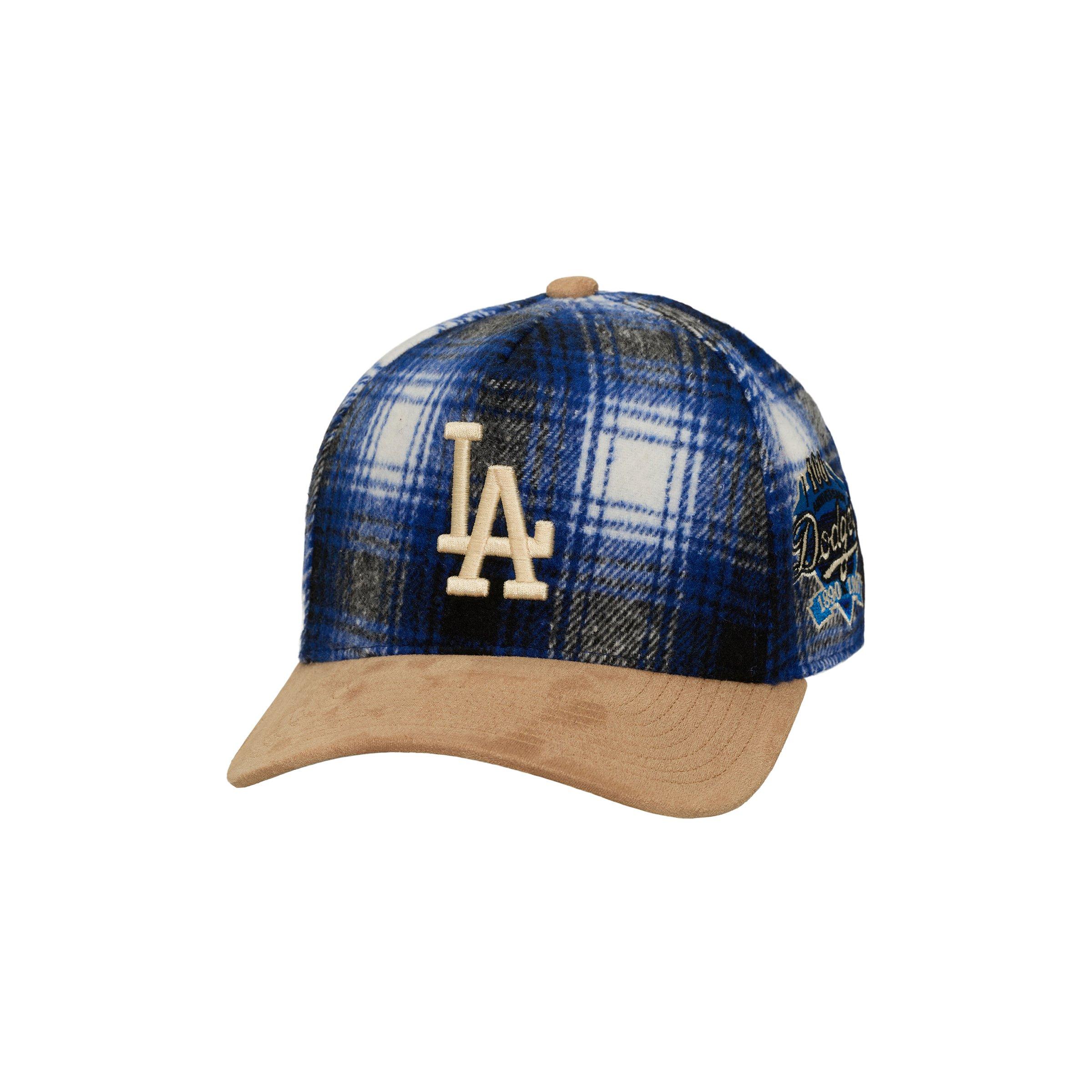 Mitchell & Ness Los Angeles Dodgers Plaid Snapback Hat - Royal - BLUE